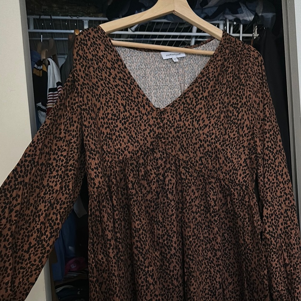 Leopard Print V-Neck Dress